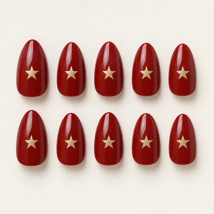Printed motifs press-on nail design illustration
