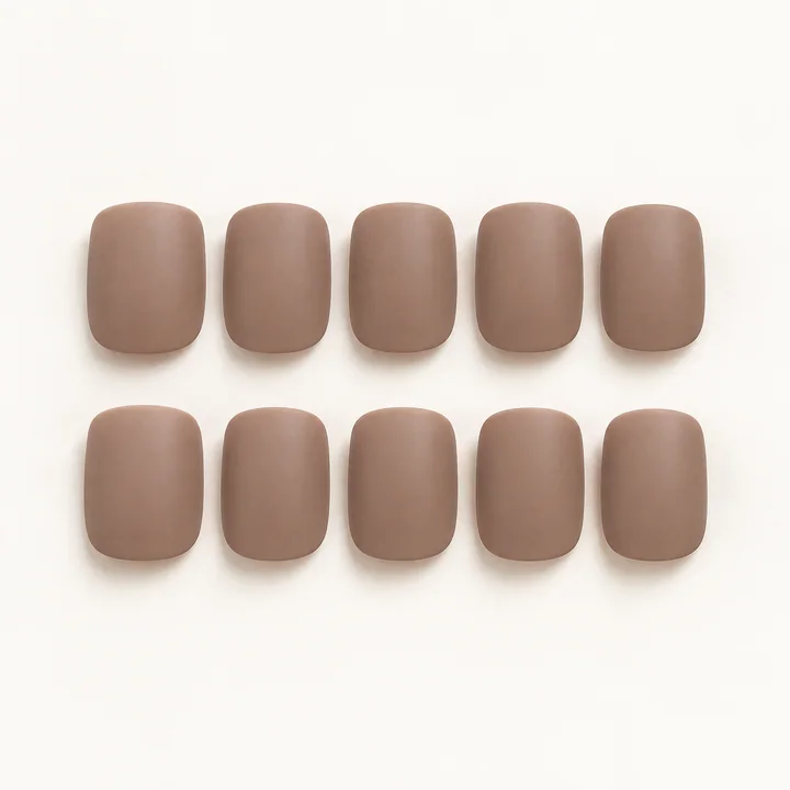 Solid color press-on nail design illustration